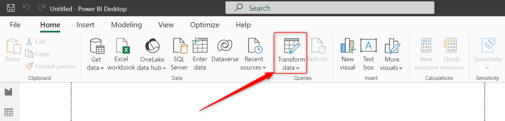 Open power query editor