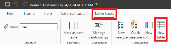 create new table